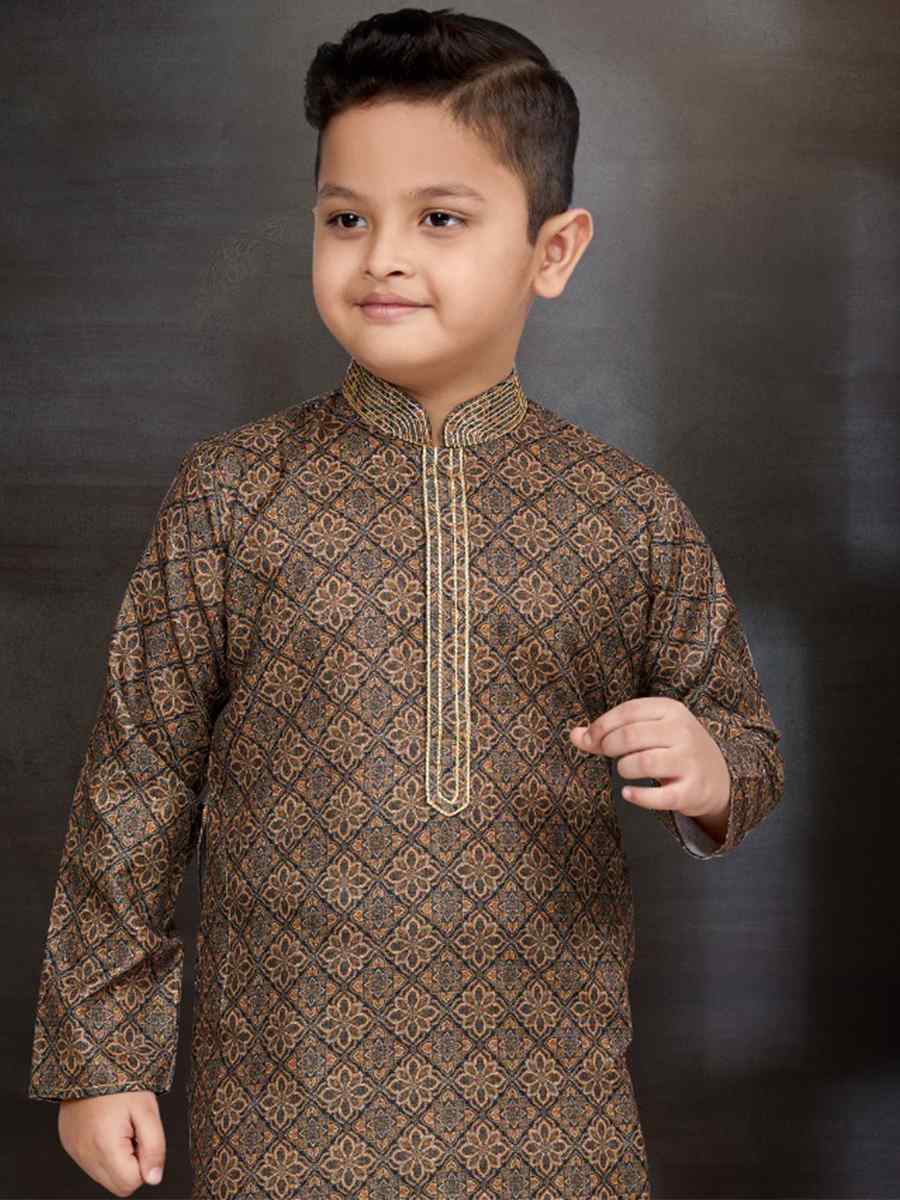 Multi Cotton Printed Festival Traditional Kurta Pyjama Boys Wear