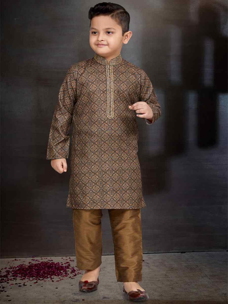 Multi Cotton Printed Festival Traditional Kurta Pyjama Boys Wear