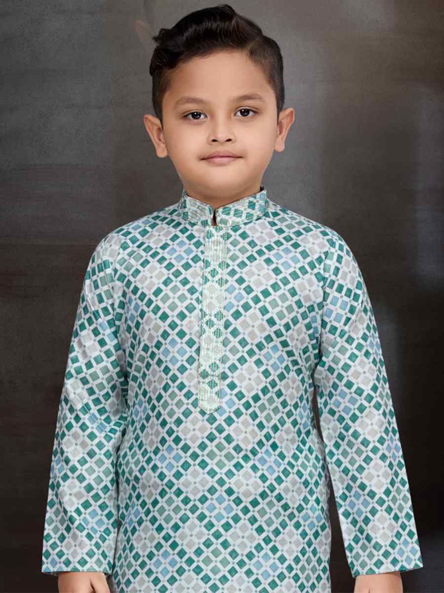 Multi Cotton Printed Festival Traditional Kurta Pyjama Boys Wear