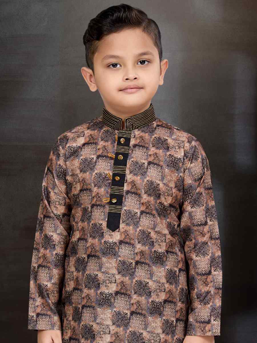 Multi Cotton Printed Festival Traditional Kurta Pyjama Boys Wear