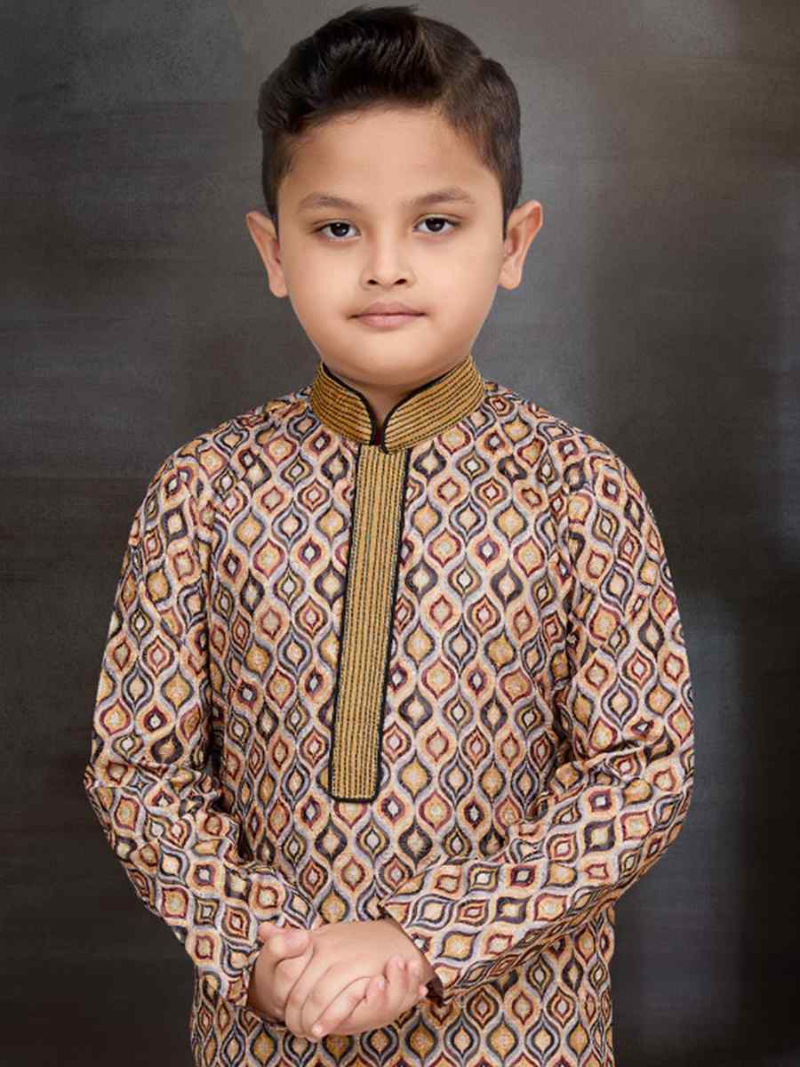 Multi Cotton Printed Festival Traditional Kurta Pyjama Boys Wear