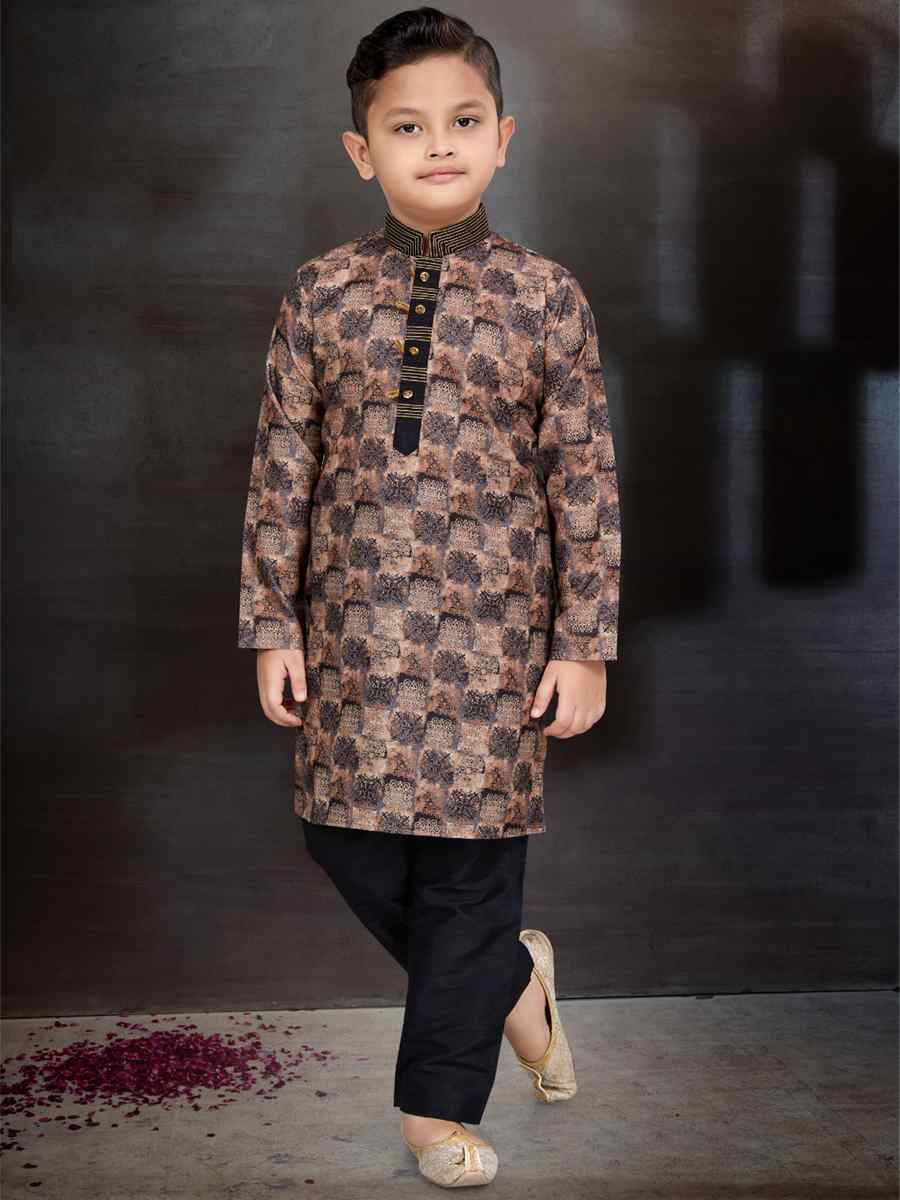 Multi Cotton Printed Festival Traditional Kurta Pyjama Boys Wear