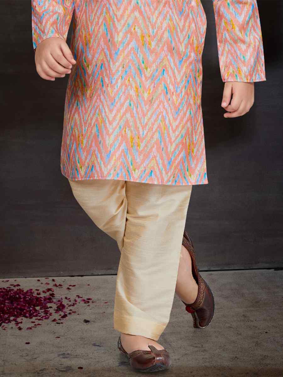 Multi Cotton Printed Festival Traditional Kurta Pyjama Boys Wear