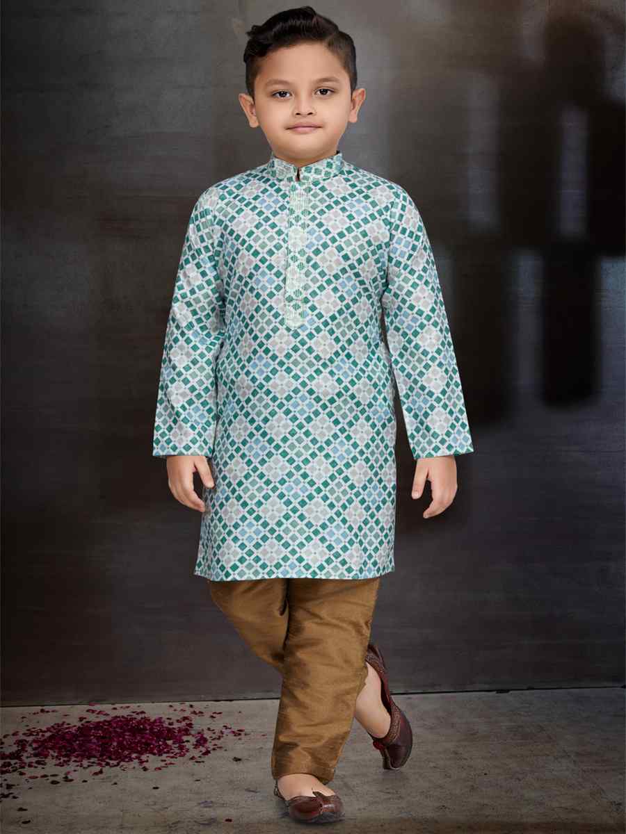 Multi Cotton Printed Festival Traditional Kurta Pyjama Boys Wear