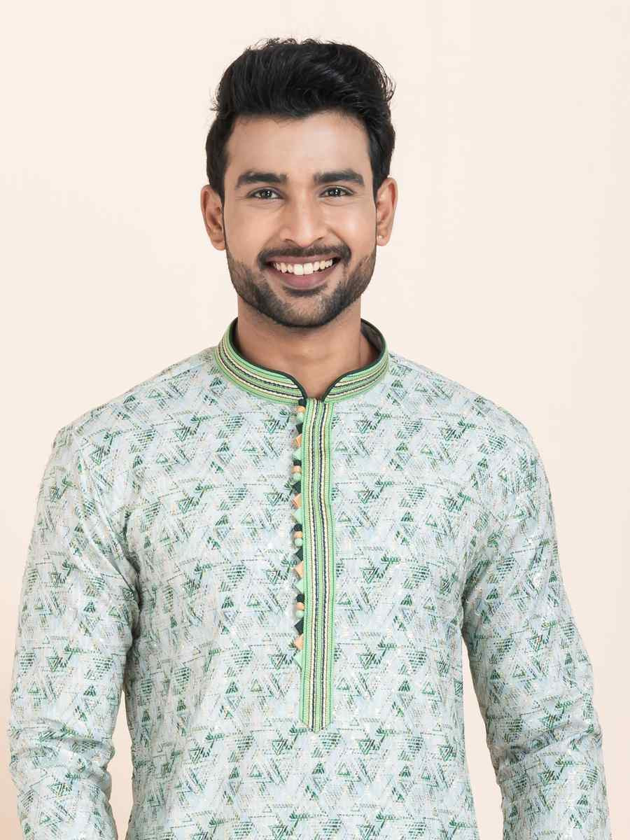 Multi Cotton Printed Festival Wedding Kurta Pyjama Men039s Wear