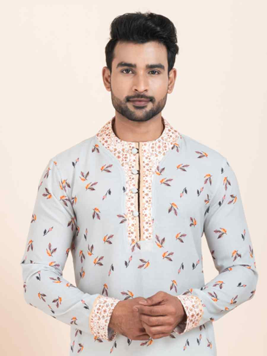 Multi Cotton Printed Festival Wedding Kurta Pyjama Men039s Wear