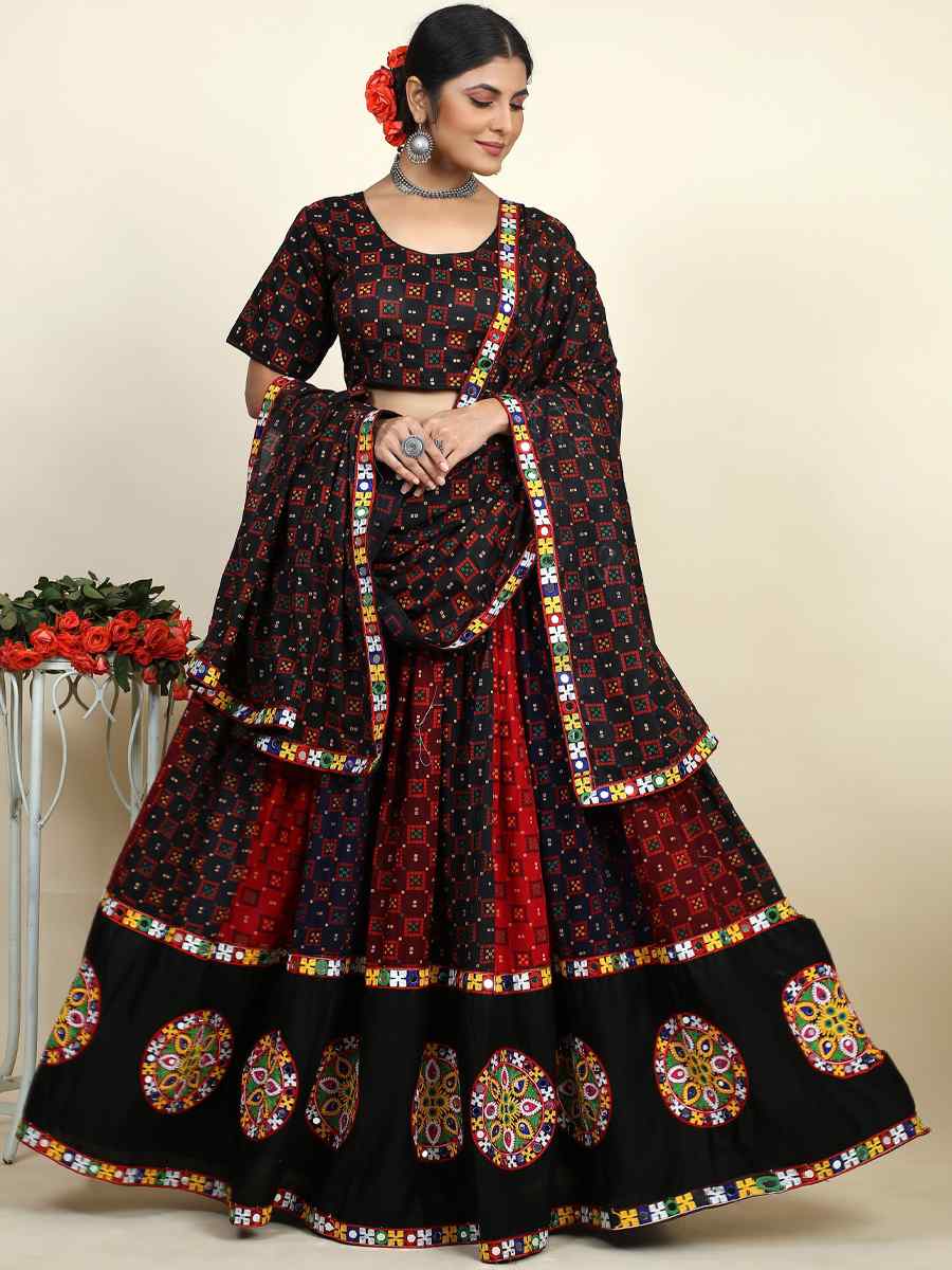 Multi Cotton Printed Mehendi Festival Traditional Lehenga Choli