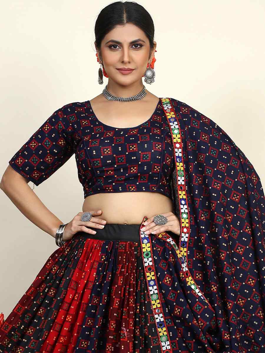 Multi Cotton Printed Mehendi Festival Traditional Lehenga Choli