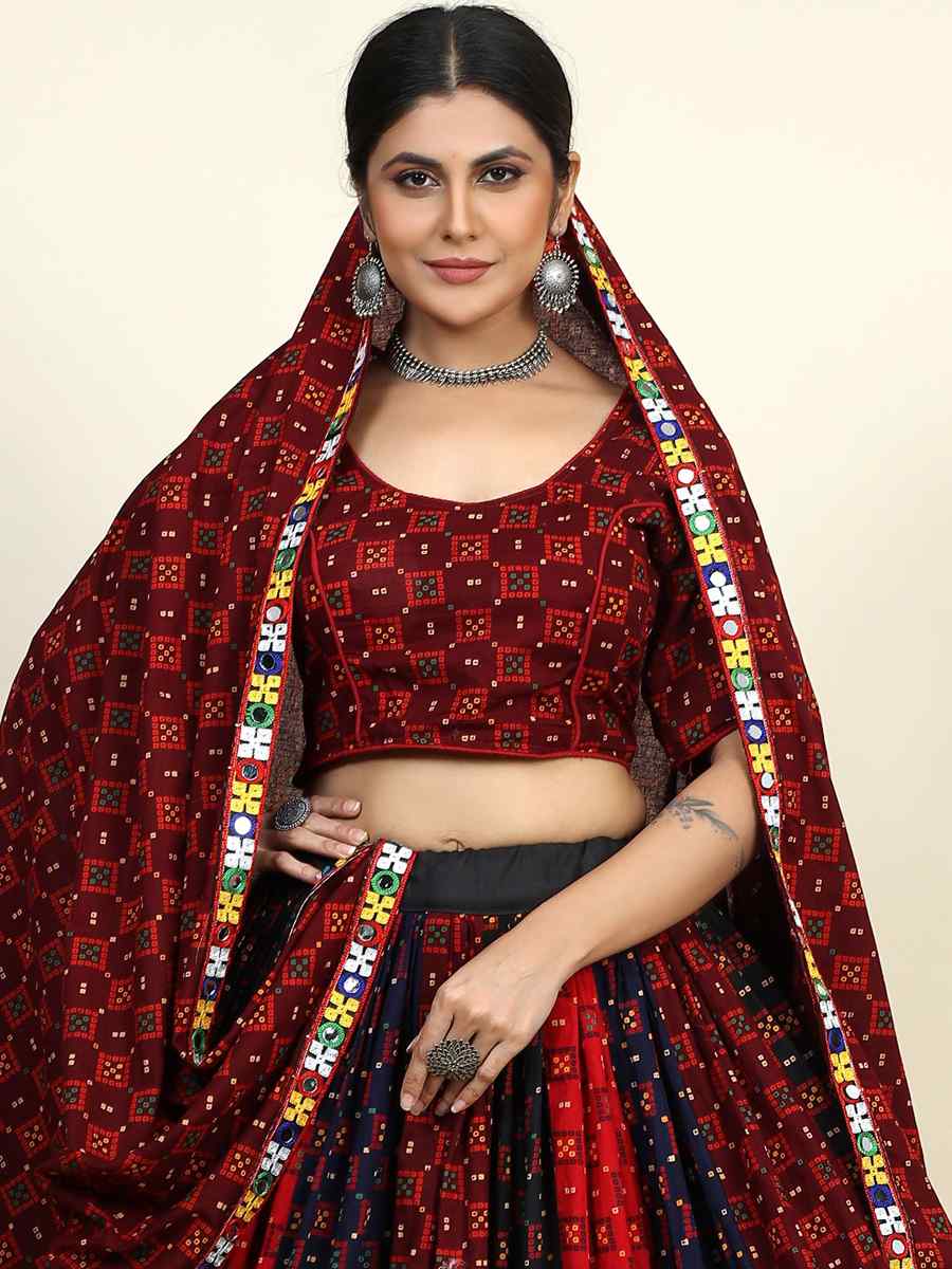 Multi Cotton Printed Mehendi Festival Traditional Lehenga Choli