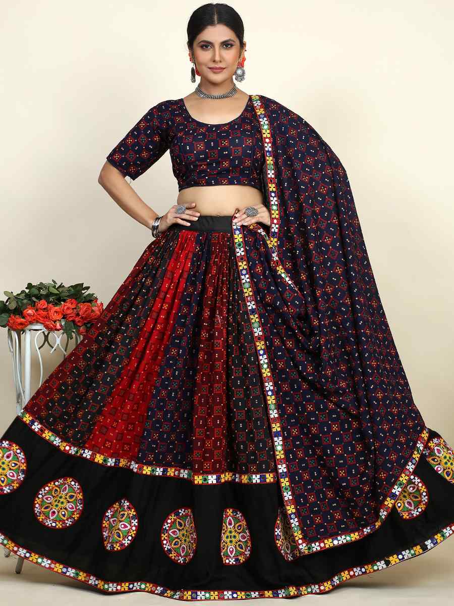 Multi Cotton Printed Mehendi Festival Traditional Lehenga Choli