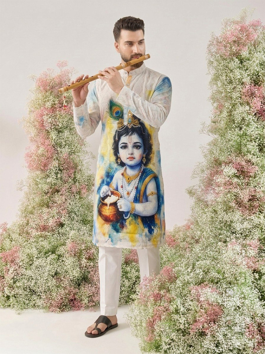 Multi Cotton Printed Party Festival Casual Ready Kurta