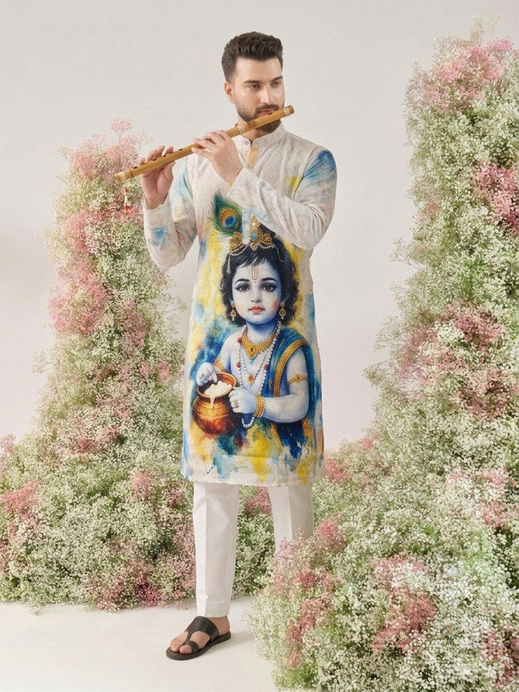 Image of Multi Cotton Printed Party Festival Casual Ready Kurta