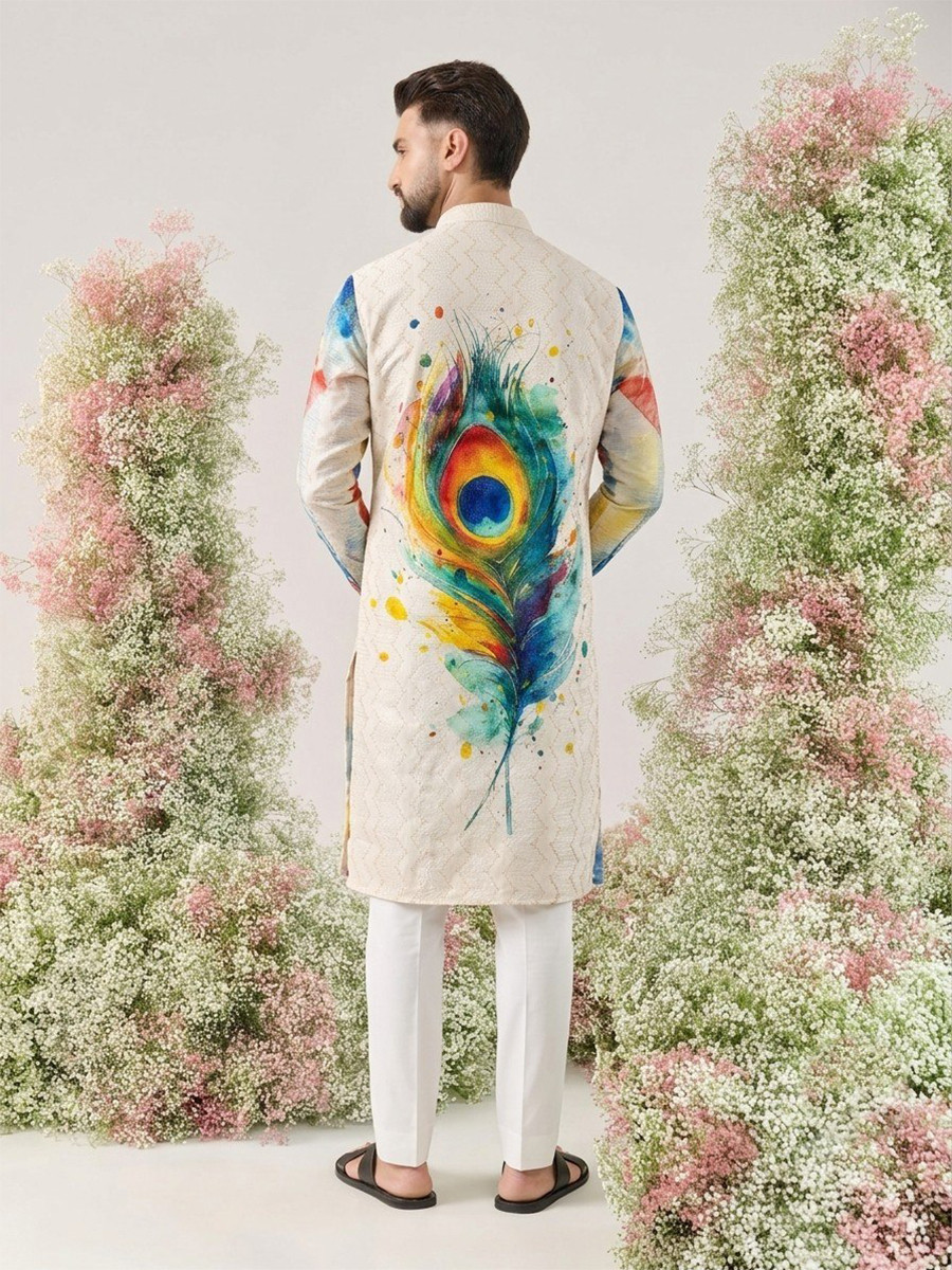 Multi Cotton Printed Party Festival Casual Ready Kurta