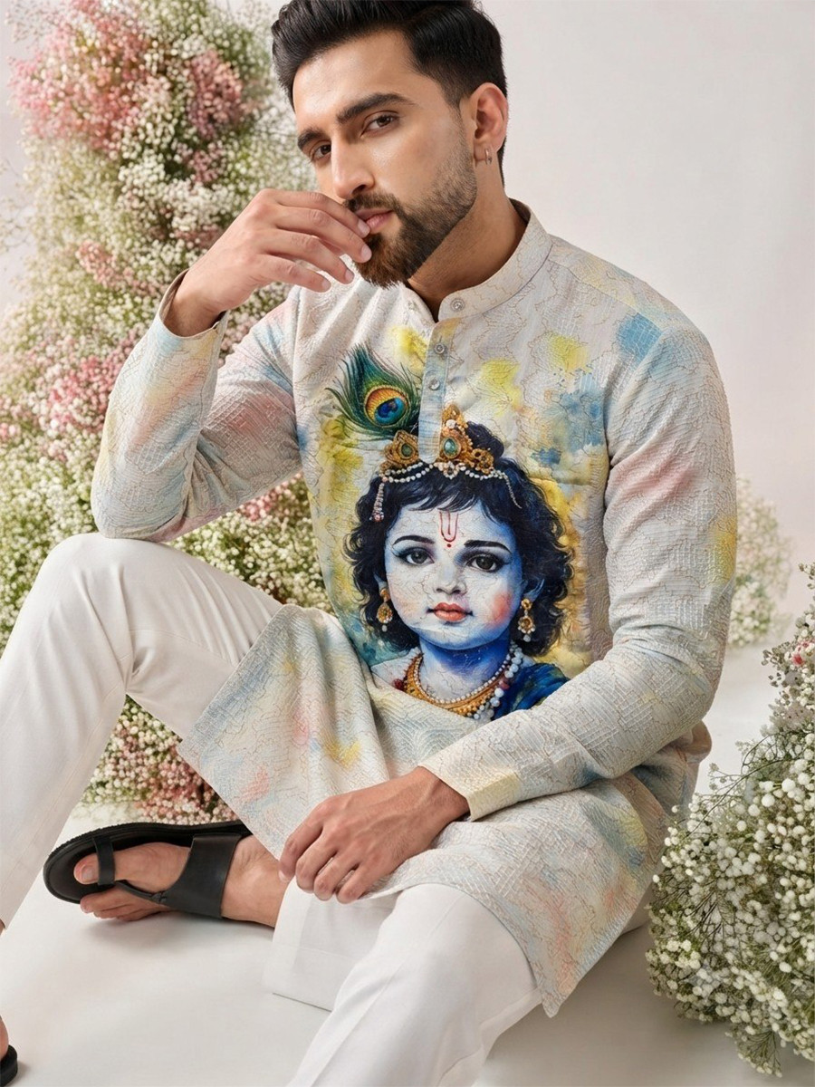 Multi Cotton Printed Party Festival Casual Ready Kurta