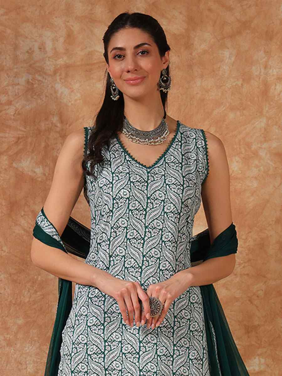 Multi Cotton Printed Party Wedding Festival Casual Ready Palazzo Pant Salwar Kameez