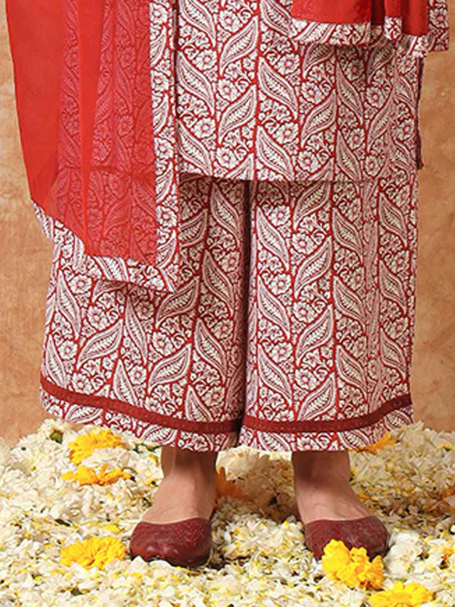 Multi Cotton Printed Party Wedding Festival Casual Ready Palazzo Pant Salwar Kameez