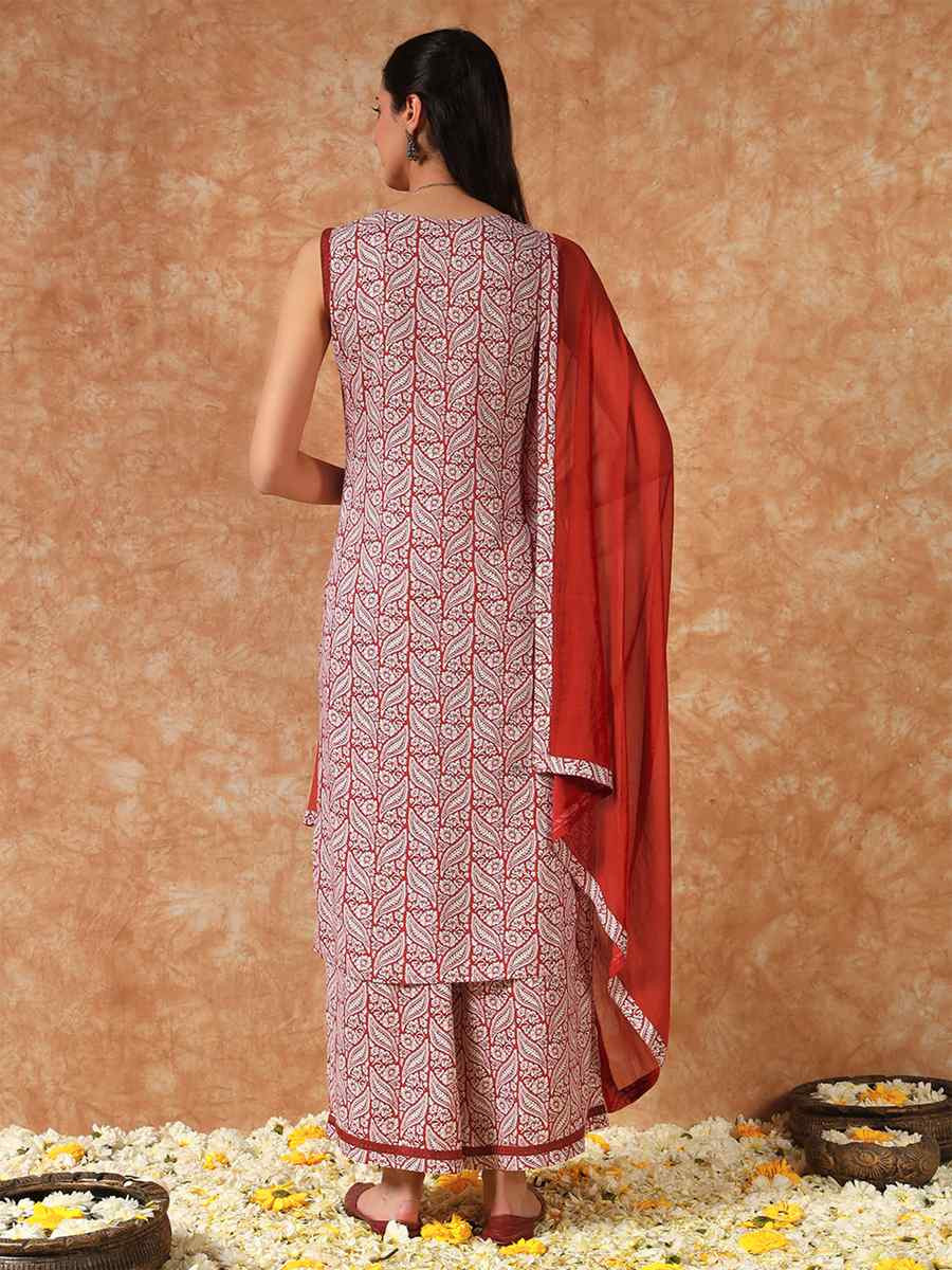 Multi Cotton Printed Party Wedding Festival Casual Ready Palazzo Pant Salwar Kameez