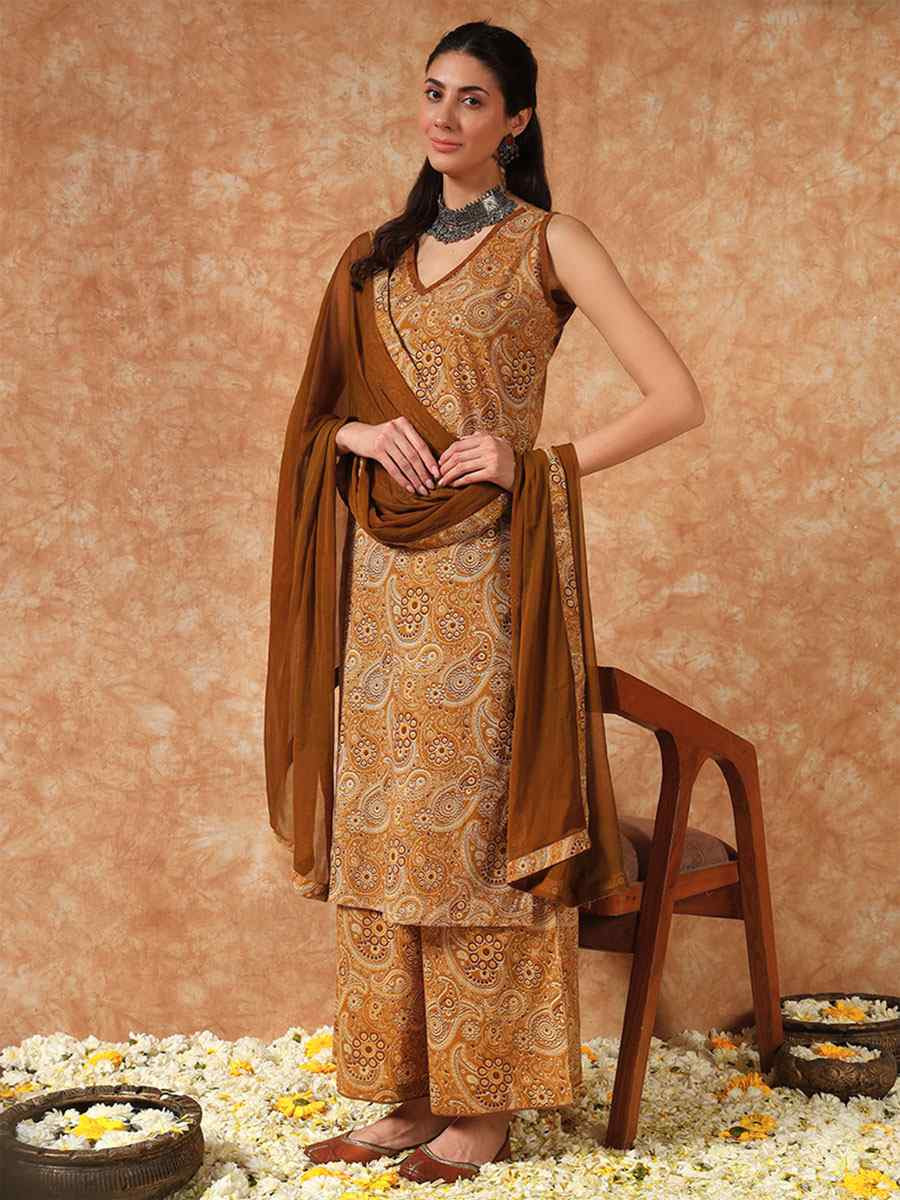 Multi Cotton Printed Party Wedding Festival Casual Ready Palazzo Pant Salwar Kameez
