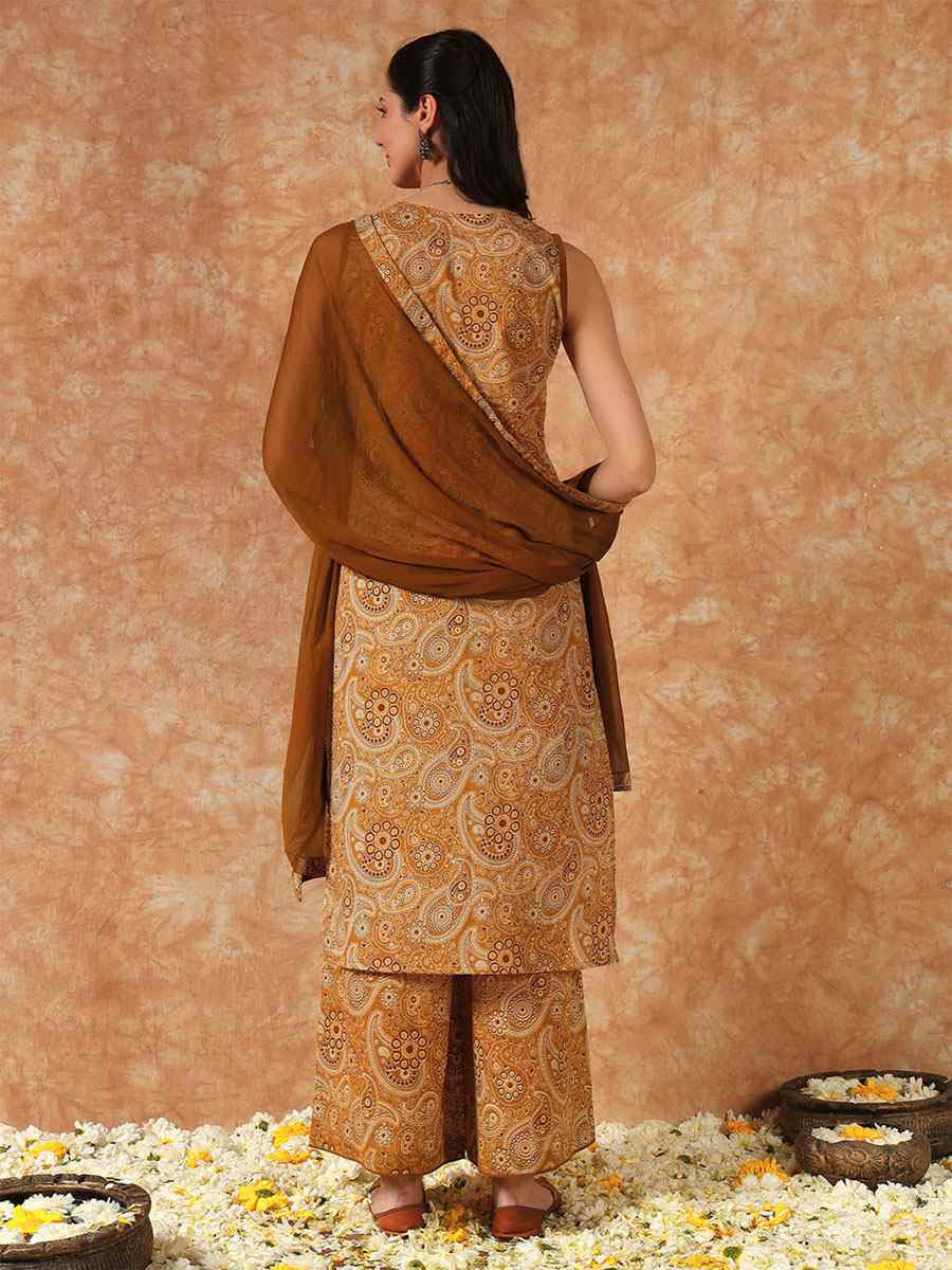 Multi Cotton Printed Party Wedding Festival Casual Ready Palazzo Pant Salwar Kameez