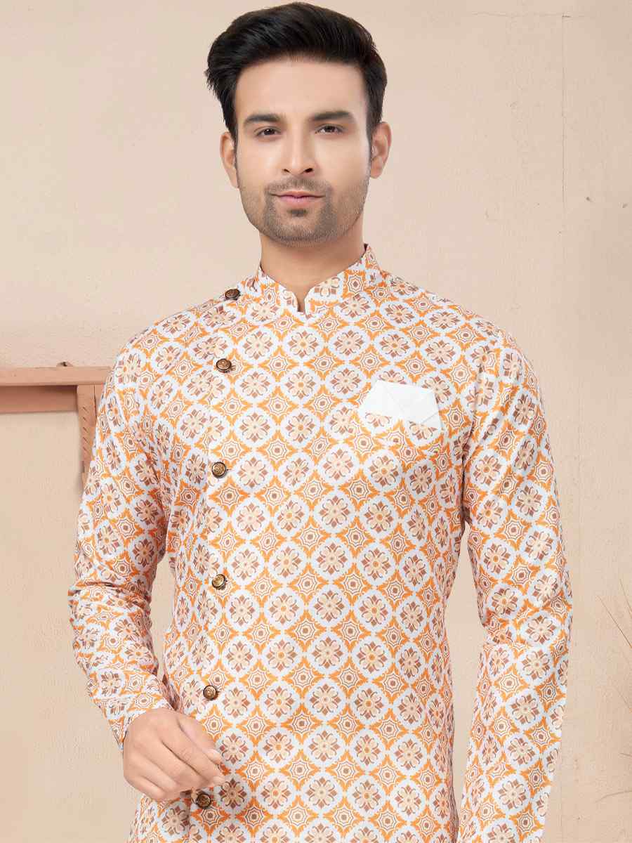Multi Cotton Printed Wedding Festival Sherwani
