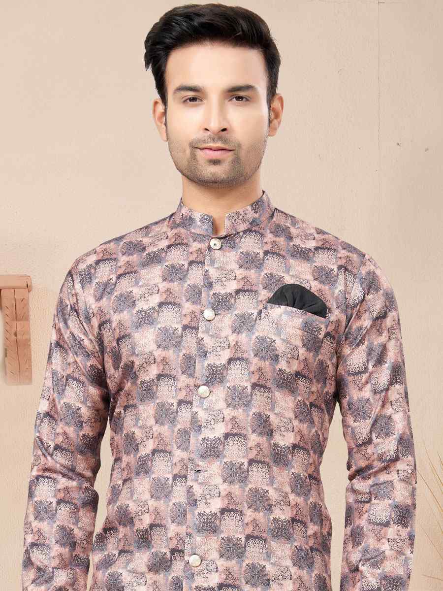 Multi Cotton Printed Wedding Festival Sherwani