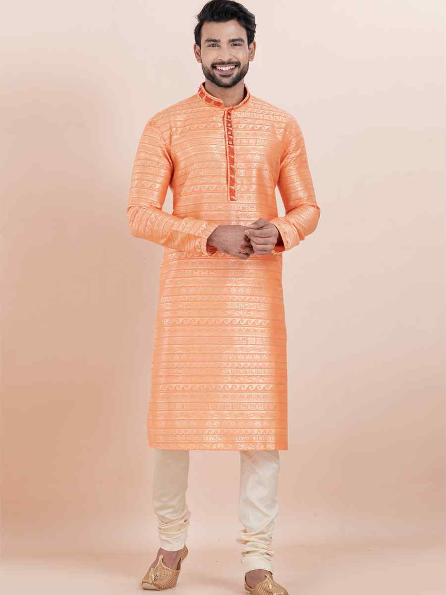Multi Cotton Silk Jacquard Embroidered Festival Wedding Kurta Pyjama Men039s Wear