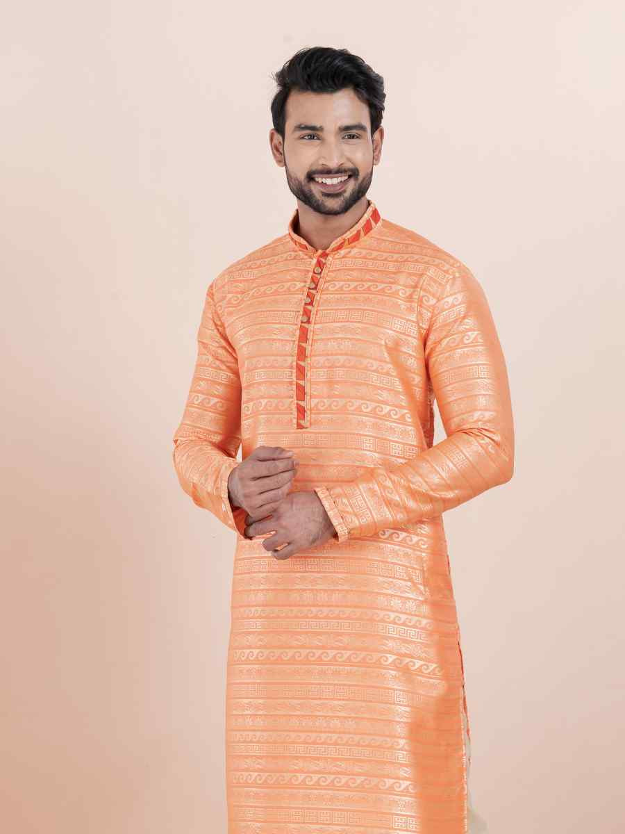 Multi Cotton Silk Jacquard Embroidered Festival Wedding Kurta Pyjama Men039s Wear