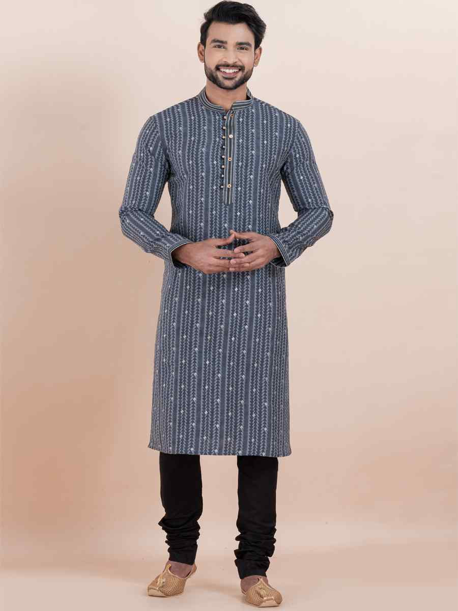 Multi Cotton Silk Jacquard Embroidered Festival Wedding Kurta Pyjama Men039s Wear