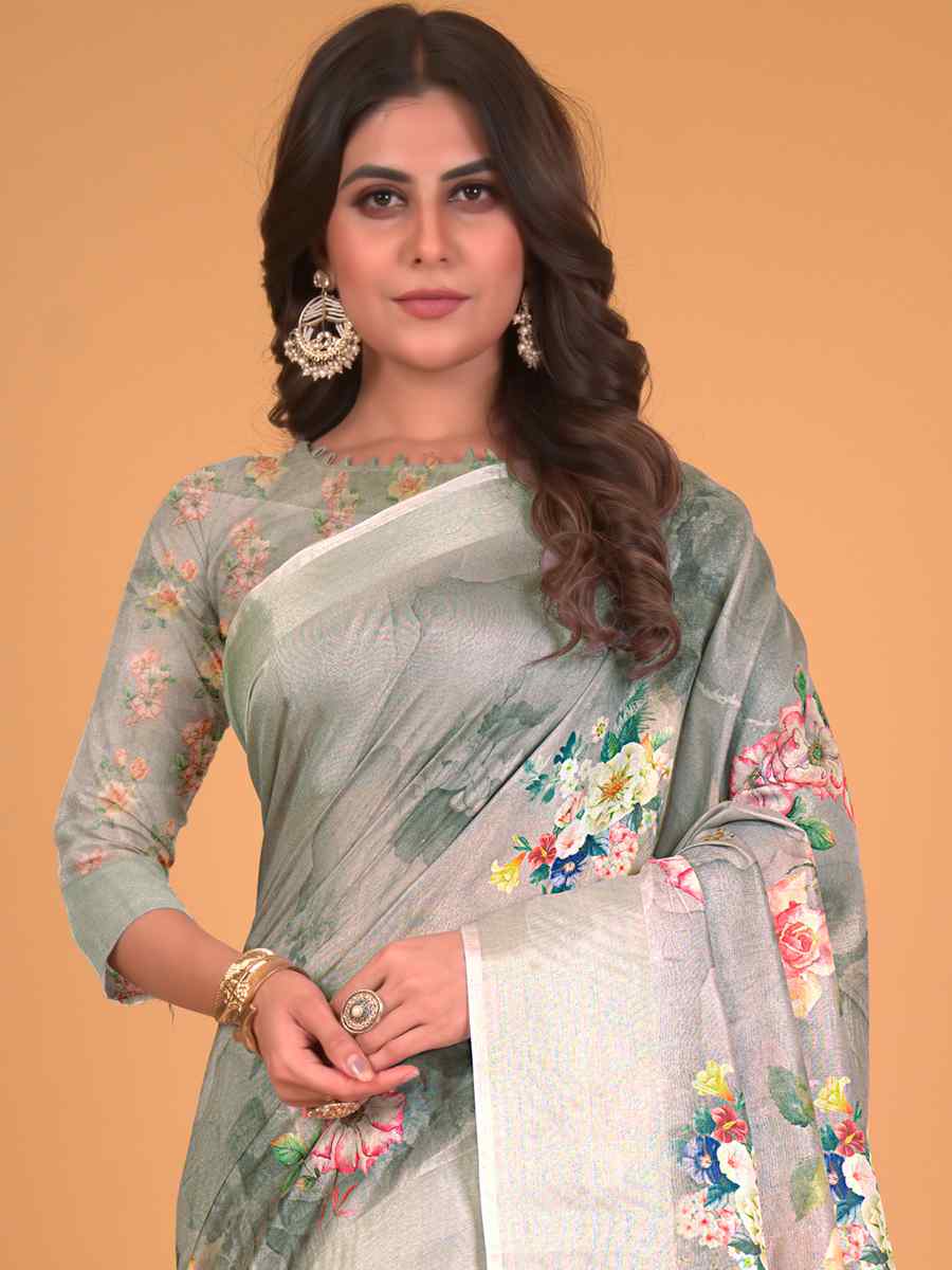Multi Cotton Silk Printed Party Festival Classic Style Saree