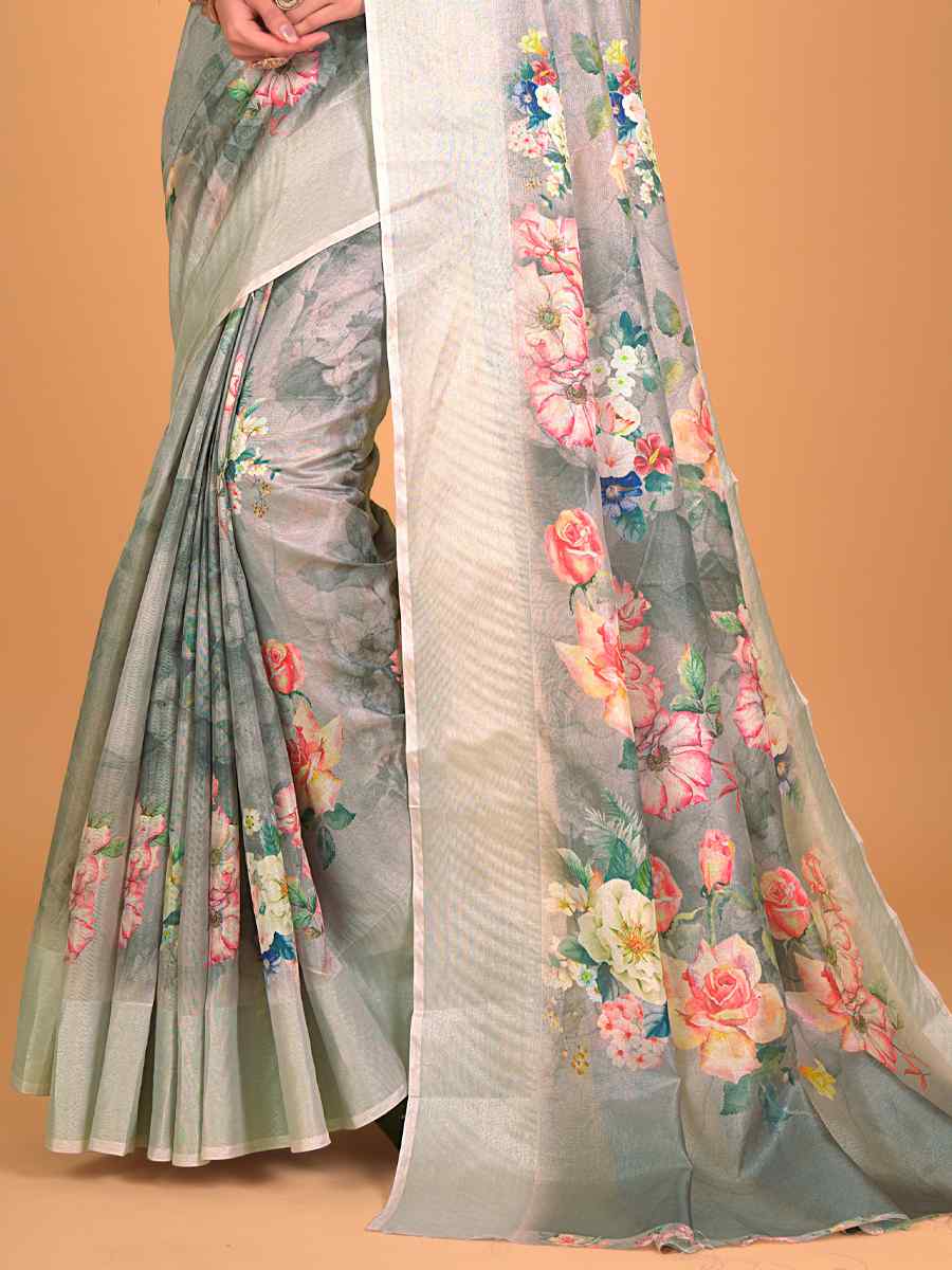 Multi Cotton Silk Printed Party Festival Classic Style Saree