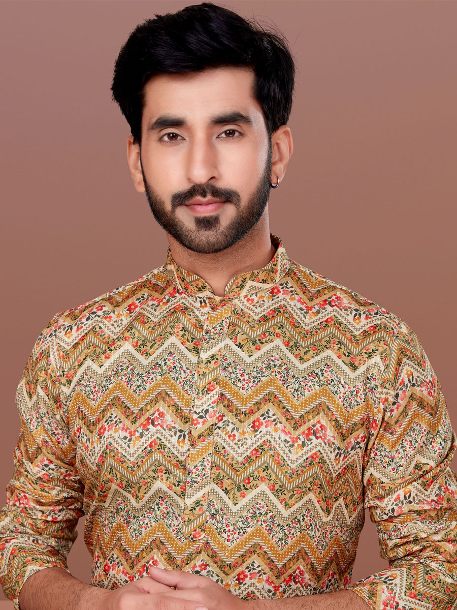 Multi Cotton Woven Festival Kurta