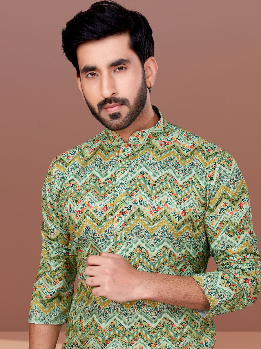 Multi Cotton Woven Festival Kurta
