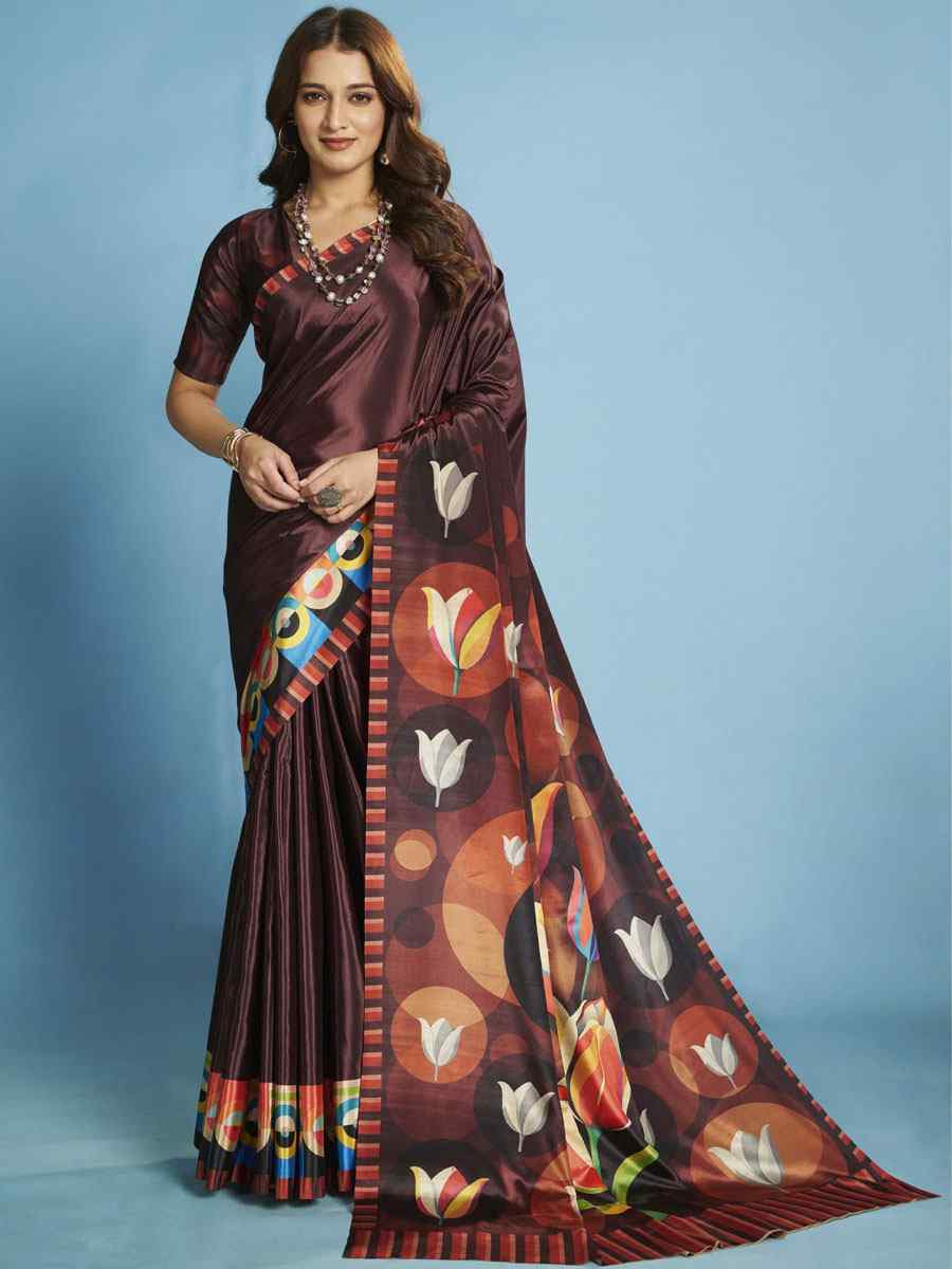 Multi Crape Soft Silk Abstract Printed Casual Reception Festival Wedding Fancy Classic Style Sarees
