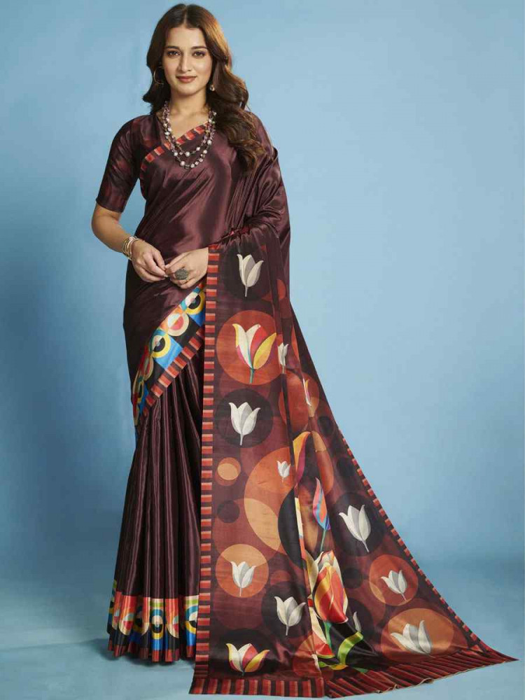Image of Multi Crape Soft Silk Abstract Printed Casual Reception Festival Wedding Fancy Classic Style Sarees