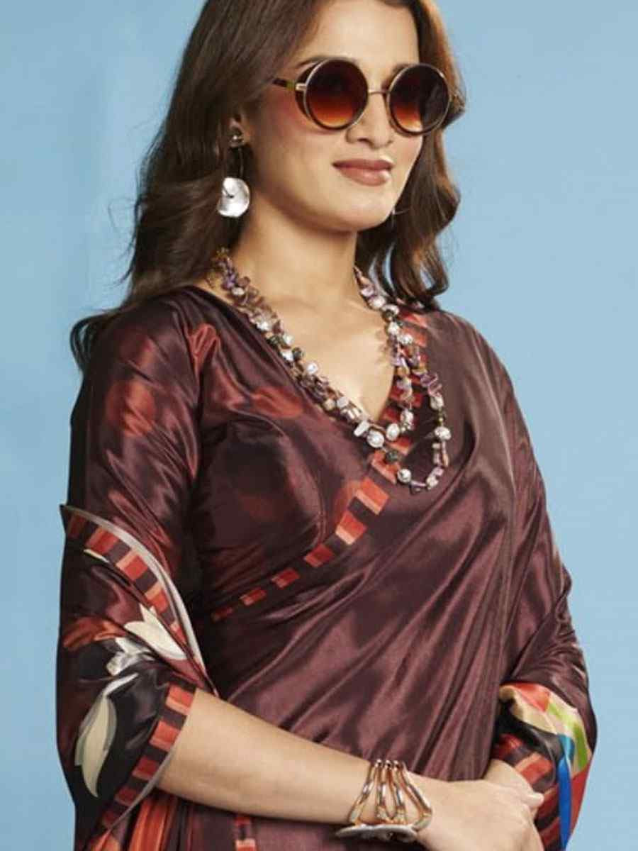 Multi Crape Soft Silk Abstract Printed Casual Reception Festival Wedding Fancy Classic Style Sarees