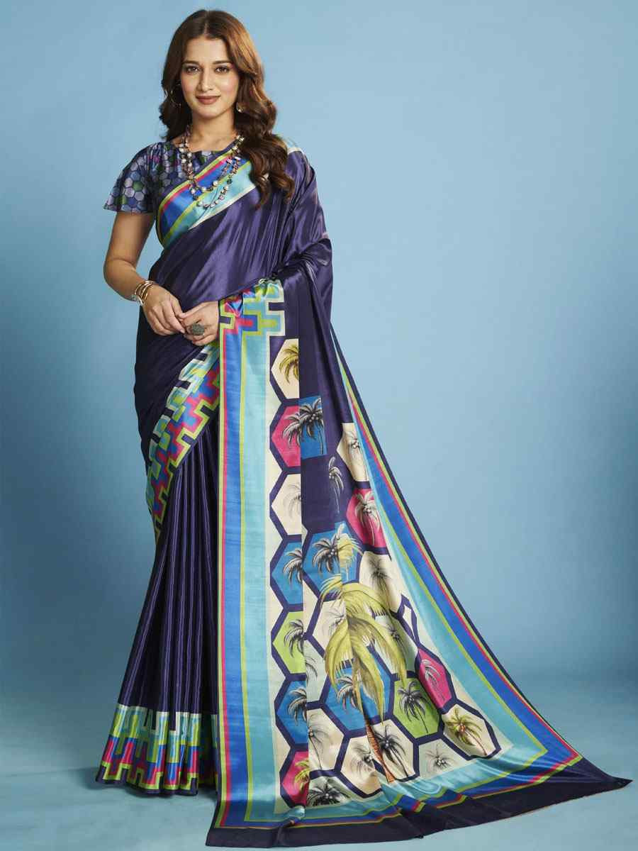 Multi Crape Soft Silk Abstract Printed Casual Reception Festival Wedding Fancy Classic Style Sarees