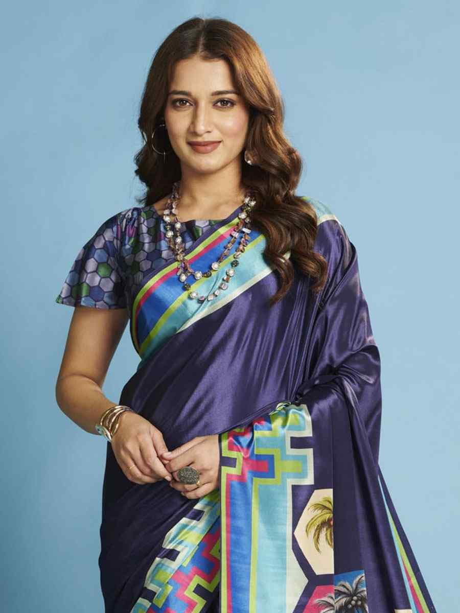 Multi Crape Soft Silk Abstract Printed Casual Reception Festival Wedding Fancy Classic Style Sarees