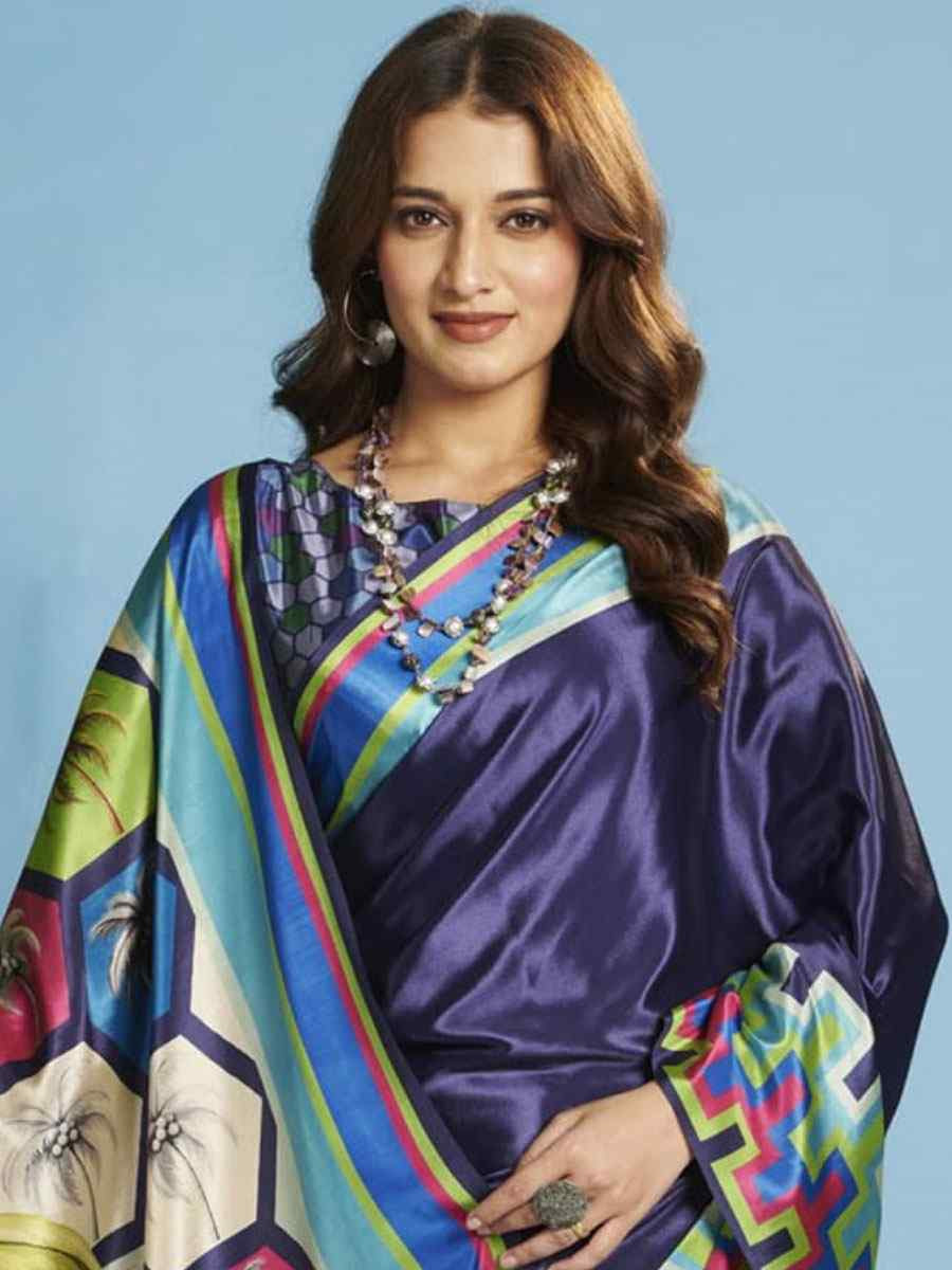 Multi Crape Soft Silk Abstract Printed Casual Reception Festival Wedding Fancy Classic Style Sarees