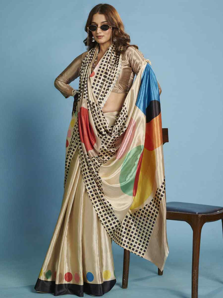 Multi Crape Soft Silk Abstract Printed Casual Reception Festival Wedding Fancy Classic Style Sarees