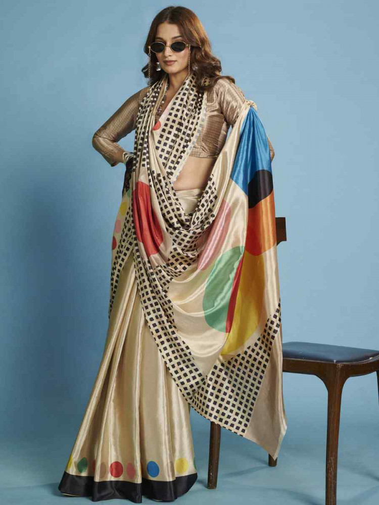 Image of Multi Crape Soft Silk Abstract Printed Casual Reception Festival Wedding Fancy Classic Style Sarees