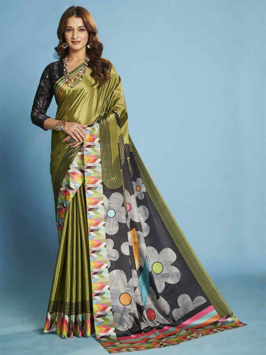 Multi Crape Soft Silk Abstract Printed Casual Reception Festival Wedding Fancy Classic Style Sarees