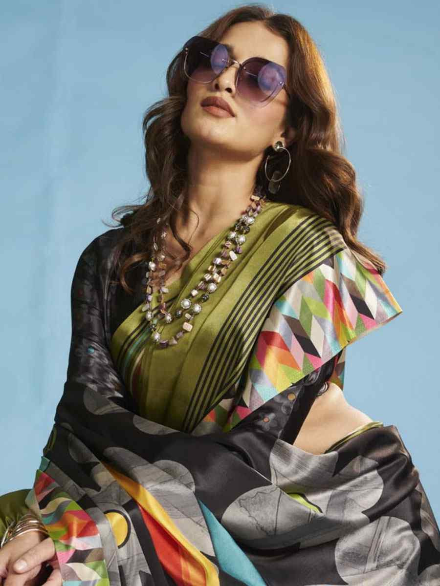 Multi Crape Soft Silk Abstract Printed Casual Reception Festival Wedding Fancy Classic Style Sarees