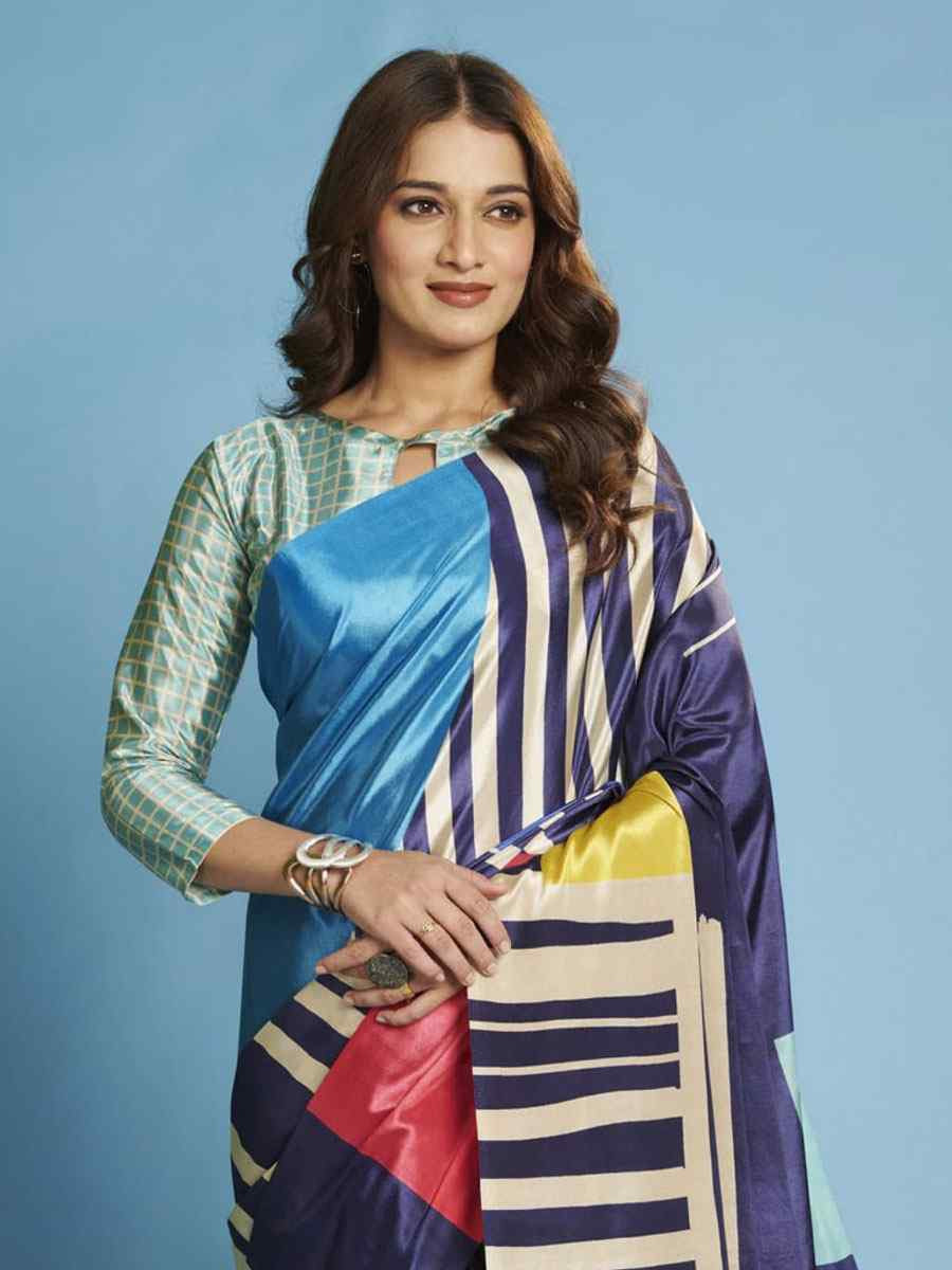 Multi Crape Soft Silk Abstract Printed Casual Reception Festival Wedding Fancy Classic Style Sarees