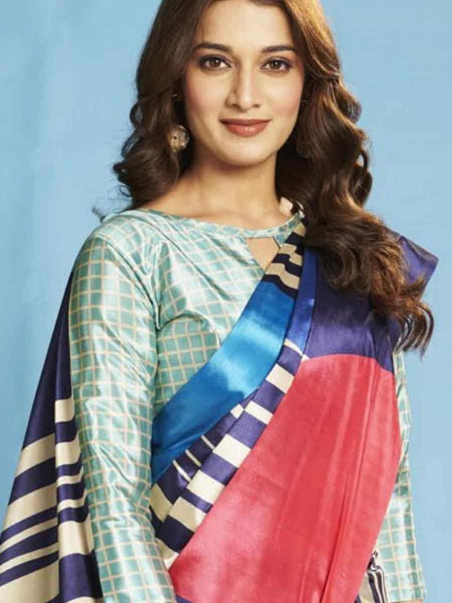 Multi Crape Soft Silk Abstract Printed Casual Reception Festival Wedding Fancy Classic Style Sarees