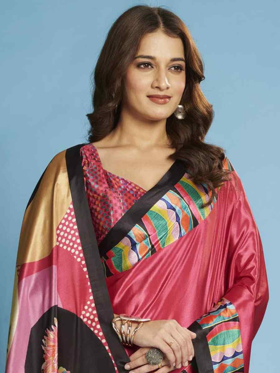 Multi Crape Soft Silk Abstract Printed Casual Reception Festival Wedding Fancy Classic Style Sarees