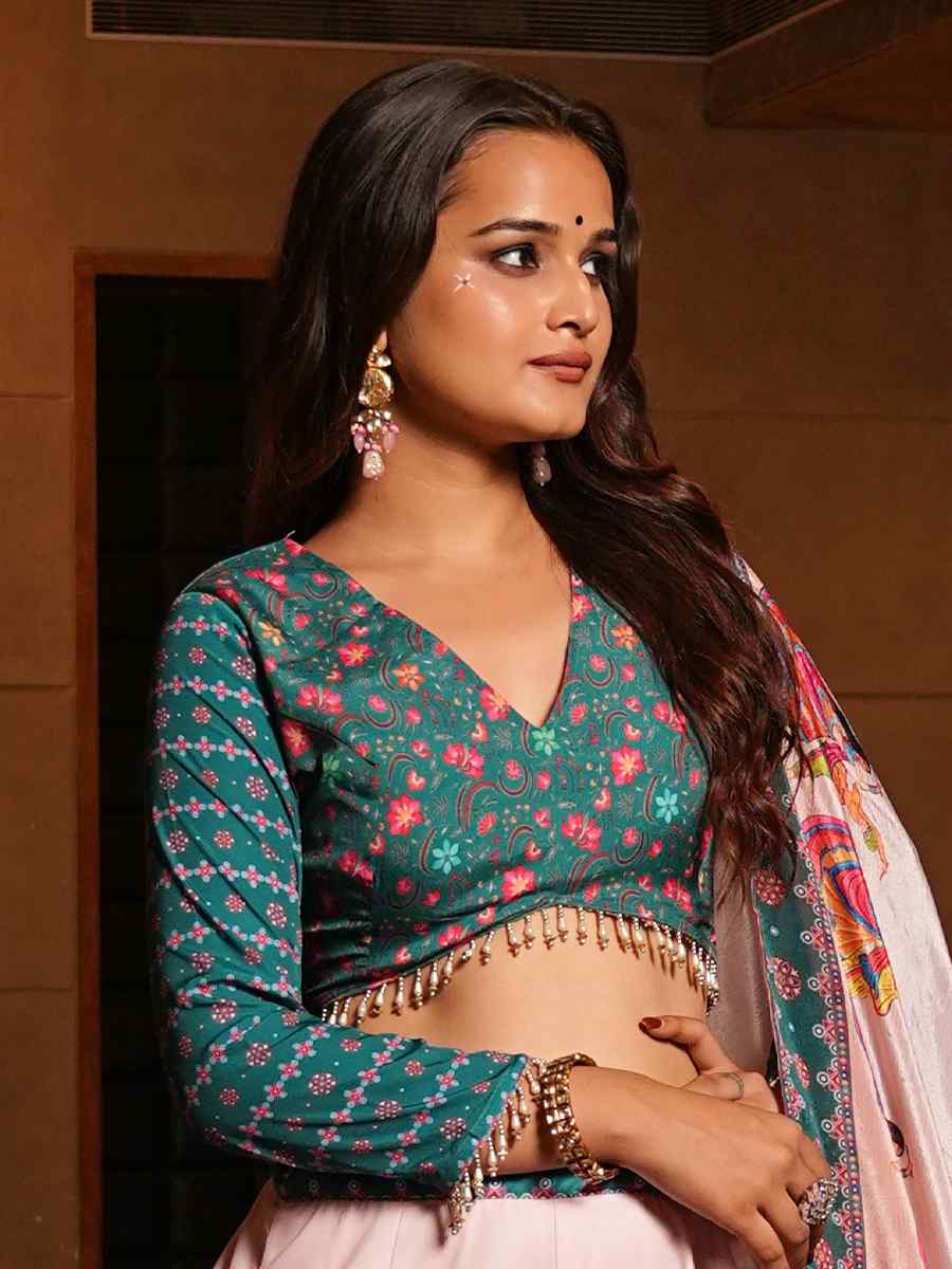 Multi Crepe Embroidered Festival Traditional Lehenga Choli