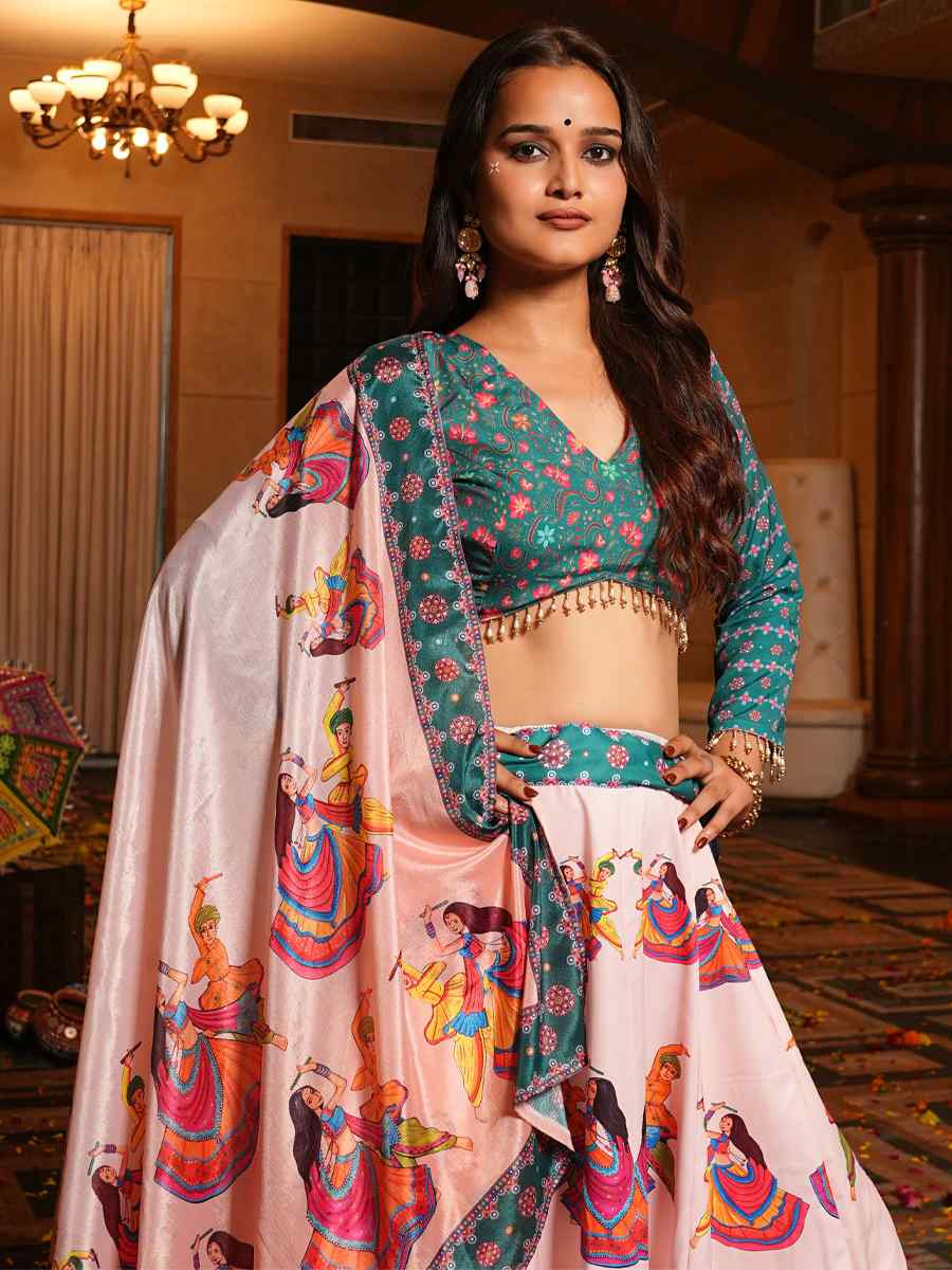 Multi Crepe Embroidered Festival Traditional Lehenga Choli