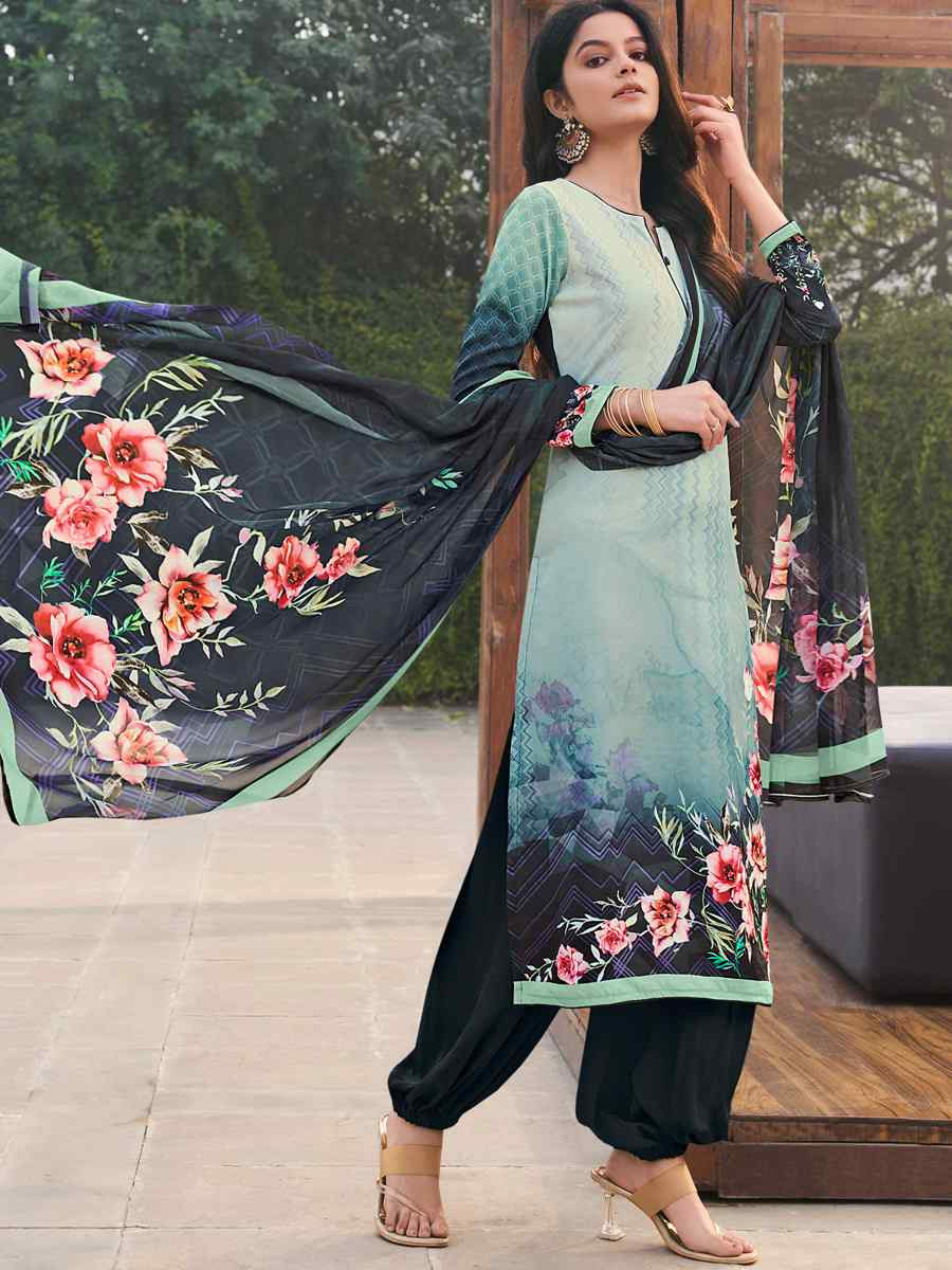 Multi Crepe Embroidered Wedding Festival Pant Salwar Kameez