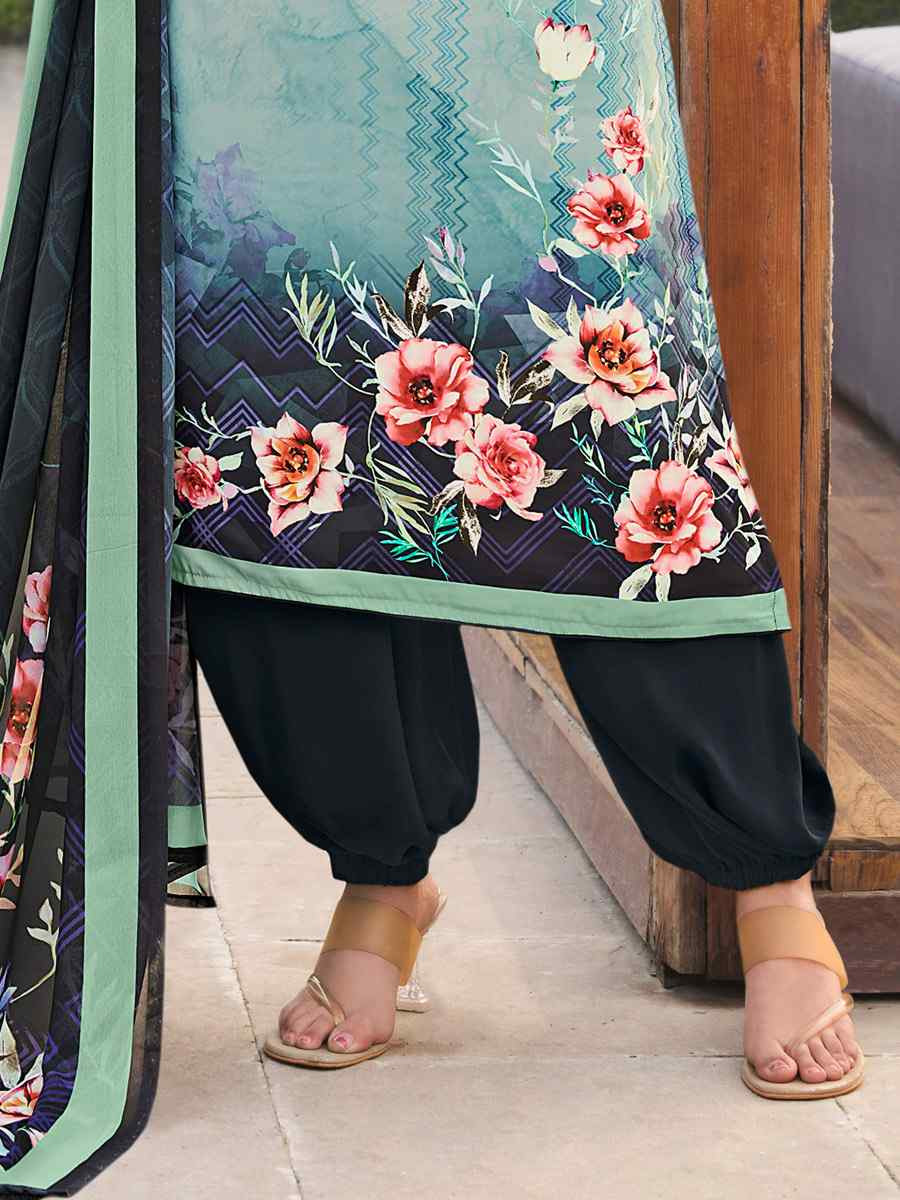 Multi Crepe Embroidered Wedding Festival Pant Salwar Kameez