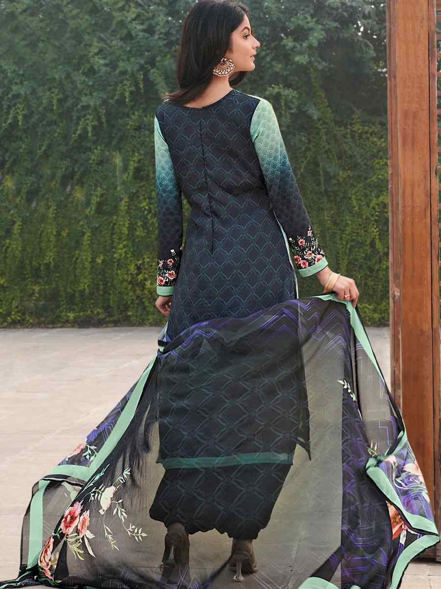 Multi Crepe Embroidered Wedding Festival Pant Salwar Kameez